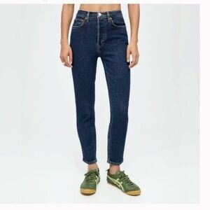 RE/DONE 90s High Rise Ankle Crop Jeans Dark Rinse Denim Size 29 EUC